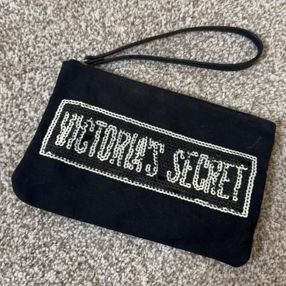 Victoria's Secret Sequin Logo Wristlet Pouch Bag